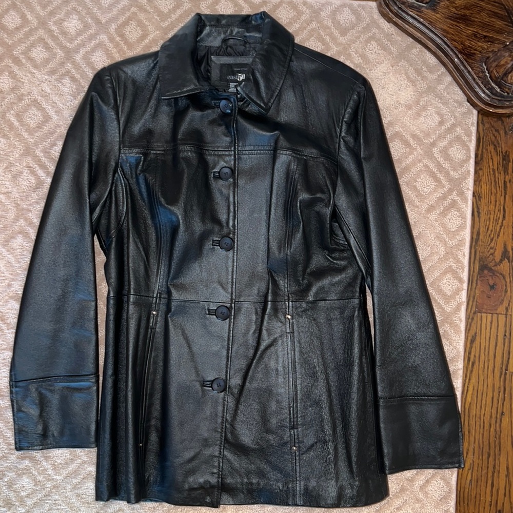 Black leather blazer
